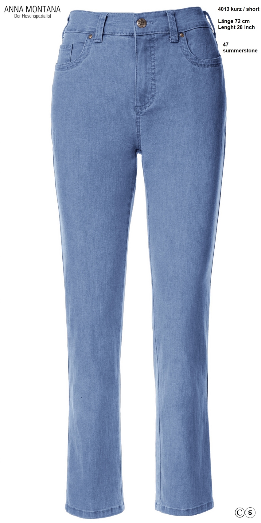 Dora 4013 Short sizes trousers / jeans with small lateral elastic band on waistband up to size 50 / ANNA MONTANA